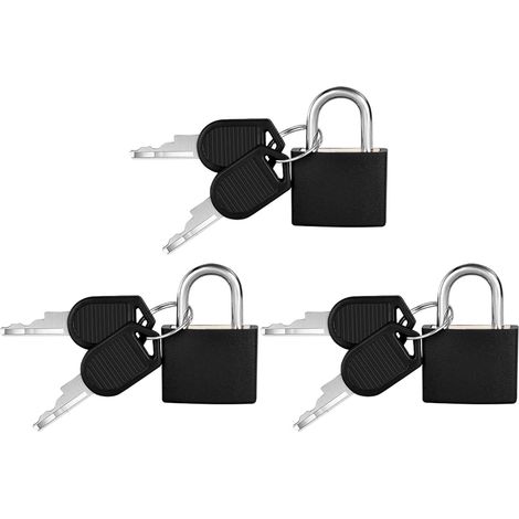 3PCS Petit Cadenas à Bagage, avec 2 Clés, Multicolore Mini Cadenas à Bagage, Serrures de Valise pour Voyage, Valise, Casiers, Sac de voyage - Noir (30x23cm)