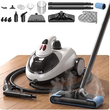 Nettoyeur Vapeur 2000W, Réservoir 2L, 16 Accessoires, Blanc Perle 135°C Alta Temperatura, 60 Min de Vapor, Alcance 5,3 m, Para Hogar, Juntas, Sofá, Baño y Coche (1/5)