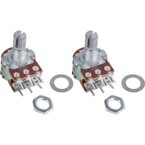 2 potentiomètres ajustables doubles B50K 50 kΩ en métal argenté, 6 broches, 3,8 x 2,8 x 1,7 cm - JBMEDIA (1/4)