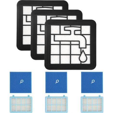 Lot de 3 filtres - Compatible aspirateurs Philips PowerPro, Active, City, Cyclone (modèles FC8010/01, FC9334, FC9550, FC9555, FC9556, FC9331/09, FC9332/09). Kit de rechange performant
