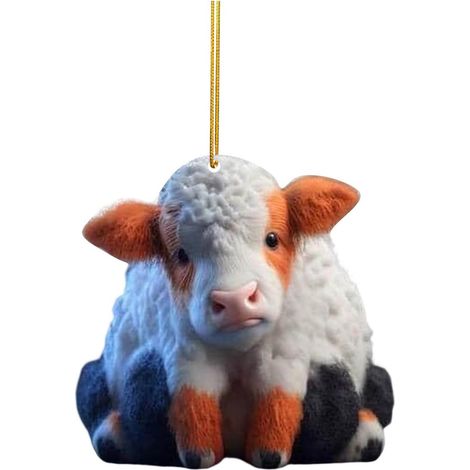 Pendentif Vache - Décoration Arbre de Noël et Voiture - Idéal pour Sapin, Fenêtre, Rétroviseur - 1 Pièce