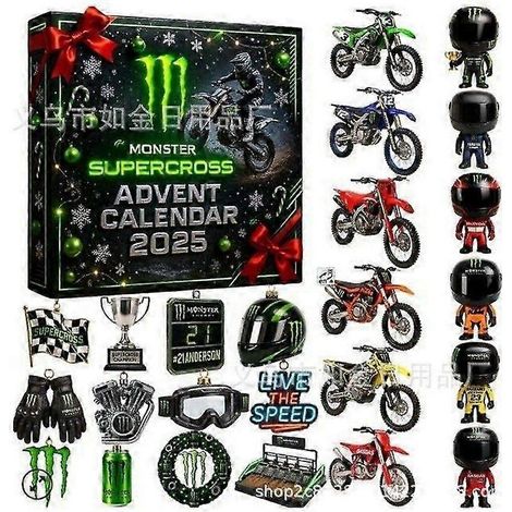 Calendrier de l'Avent Moto 2025 - Compte à rebours de Noël de 24 jours, cadeau idéal pour les passionnés de moto, décoration de Noël en acrylique 2D, sapin de Noël (1/3)