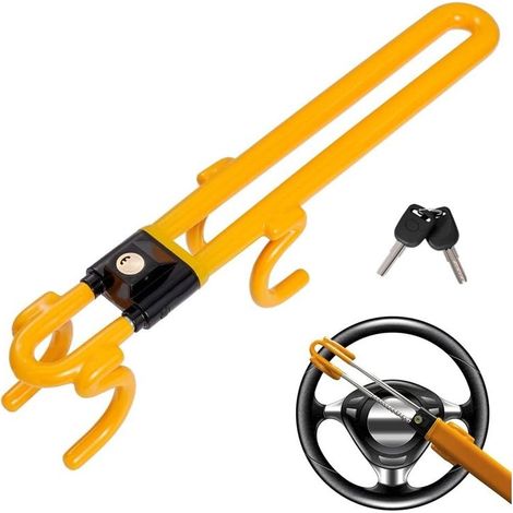 Canne antivol voiture ajustement universel – Construction métal et acier – Système de verrouillage avec 2 clés – Pour volants de 20 à 40 cm (1/5)
