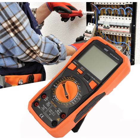 Multimètre numérique haute précision 9808+ avec capacimètre 2000 µF et fréquence de 20 MHz. Utilise la technologie LCR pour mesurer la fréquence, la température et l'inductance. (1/5)