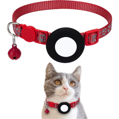 Étui de collier en nylon avec clochette pour Apple AirTag 2/1, rouge (1/5)