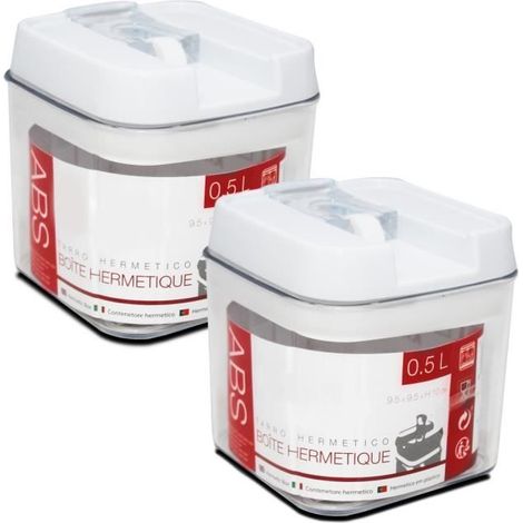 Lot 2 boîte hermétique,pot conservation avec couvercle,capacité 0.5 L - Longueur 9.5 x Profondeur 9.5 x Hauteur 10 cm (1/2)