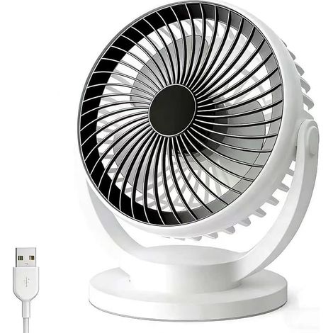 Mini Ventilateur Portable USB Rechargeable, Ventilateur de Bureau Silencieux à 3 Vitesses Réglables, Batterie Haute Capacité, Flux d'Air Puissant, pour Maison, Chambre, Cuisine et Bureau (1/5)