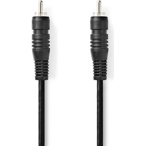 Cable de audio digital  RCA Hane  RCA Hane  Níquel plateado  2,00 metros  Redondo  PVC  Negro  Låda
