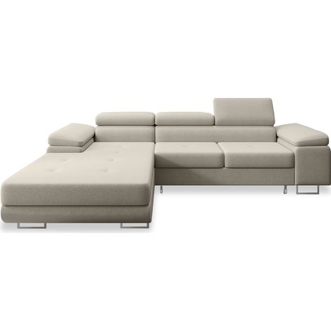 Canapé d'angle gauche convertible Alphonso tissu Beige (1/5)