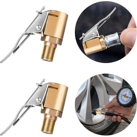 Mandrino ad aria compressa Ulisem con adattatore a clip, 2 set di gonfiatori per pneumatici con connettore a barbiglio per la riparazione del tubo flessibile Valvola del mandrino ad aria compressa a f (1/4)