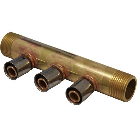 Collecteur à Sertir PER entraxe 40mm Ø3/4" (20/27) Mâle Mâle - 3 Piquages Ø16 avec ses Bagues - Arcanaute (1/2)