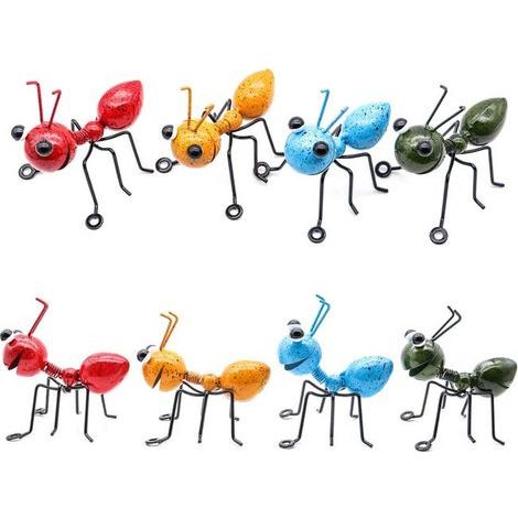 8pcs Courtyard ant Decoration Crafts, Art mural en métal ant, sculpture de pelouse de Cour, décoration de maison de bureau, jardin en plein air (1/5)