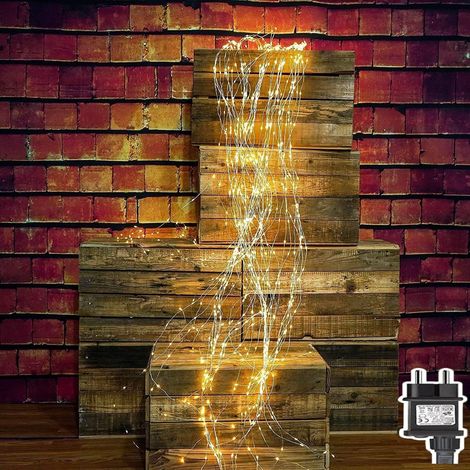 Guirlande lumineuse 300LED 35m - Fonctionne avec prise pour l'extérieur et l'intérieur - Pour mariage, Noël, fête, blanc chaud (Blanc chaud, 300LED)