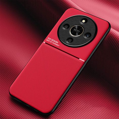 Coque pour Honor Magic 8 Lite 5G/Magic8 Lite, Grâce Exquis Mode Texture Doux Étui, Premium Très Mince Antichoc Antidérapante TPU + PU Bumper Silicone Housse. Rouge (1/5)