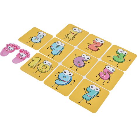 Lot de 12 autocollants sol jeu de marelle, motifs mignons chiffres éducatifs, autocollants réutilisables pour crèche, DIY grille numérique, CH02 grande taille L (1/5)