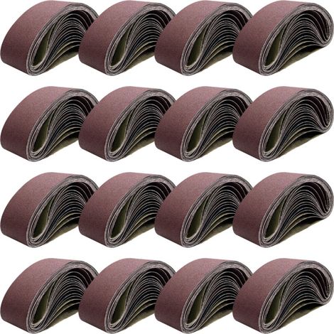 Bandes abrasives 533 x 75 mm, bandes de grains 40/80/120/150/240/400 pour ponceuse à bande, pour le ponçage, le limage, l'affûtage et le détartrage (16 pièces) (1/5)