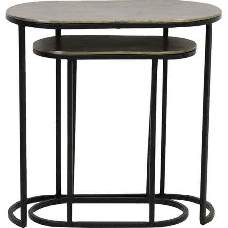 Light & Living Beistelltisch Set von 2 Bocov antik Bronze-Schwarz (1/4)