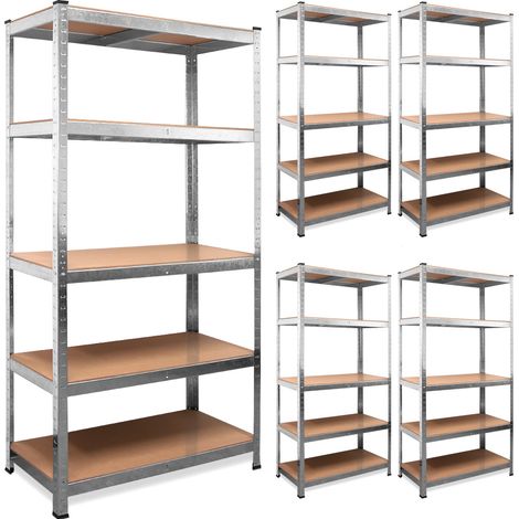 5x Monzana Heavy Duty Free Standing Garage Shelves Steel / MDF Storage Shelving (1/5)