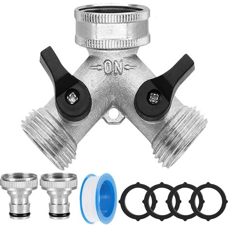 Distributeur Y 2 Voies 3 4 Distributeur 2 Voies Robinet Double Machine a Laver Séparateur Tuyau robinets d arrêt séparés pour jardin (1/4)