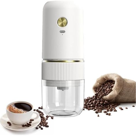 Elektrische Kaffeemühle – Mini-Kaffeemühle mit Akku (1200 mAh), Fassungsvermögen: 25 g Kaffeebohnen, tragbar und kompakt für Zuhause oder Büro