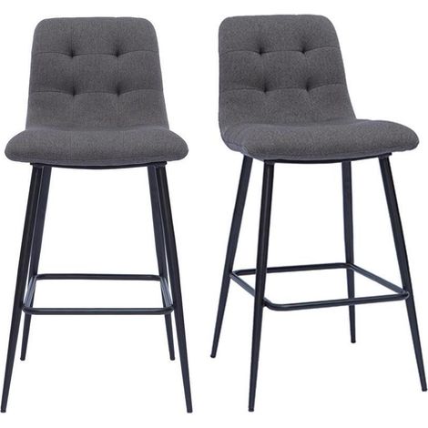 Sgabelli da bar design in tessuto grigio e metallo H65 cm (set di 2) ESCAPE (1/5)