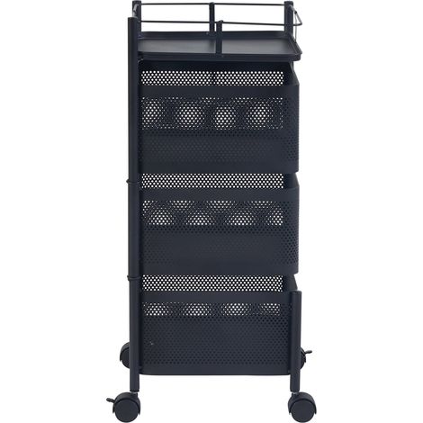 Chariot de service desserte cuisine salon meuble de rangement à 3 niveaux 65 x 27 x 27 cm acier noir (1/5)