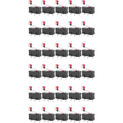 Lot de 30 mini micro-interrupteurs de fin de course à levier à galet, à action instantanée SPDT (1/5)