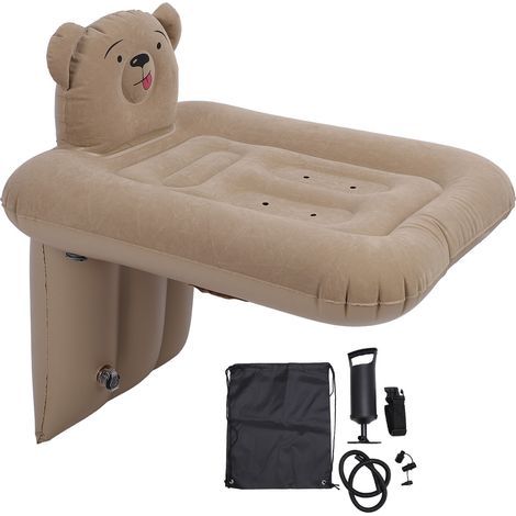 GARRYFIZH Lit de voiture gonflable en forme d'ours de dessin animé, ceinture de sécurité détachable, voyage pour tout-petits