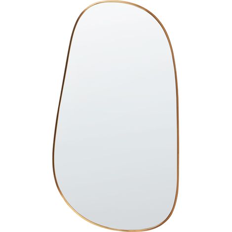 Espejo de pared moderno marco metálico de aluminio forma irregular con ganchos dorado Vernais
