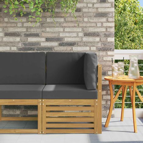 vidaXL Canapé d'angle extérieur Bois d'Acacia Massif Blanc (1/5)
