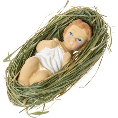 Gesù Bambino sul fieno, 7,5 cm - statuina per presepe