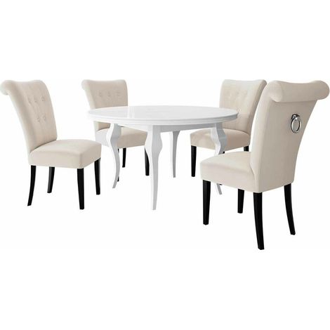 Conjunto de mesas y sillas para comedor Racine 143, Negro + Magic Velvet 2250, 76x0x0cm, Diámetro: 120, Número de asientos: 4, Estilo: Clásicomoderno (1/5)