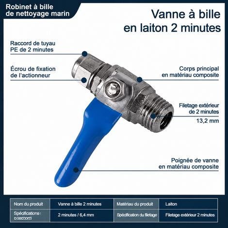 Vanne à bille en alliage pour purificateur d'eau 2 réf 4262 6 × 6 × 7 cm 80 g – Livraison gratuite