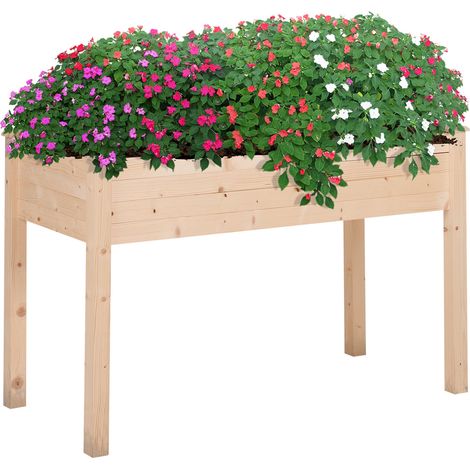 Orto Urbano Pensile in Legno con Fodera in Tessuto 122.5x56.5x76 cm (1/5)