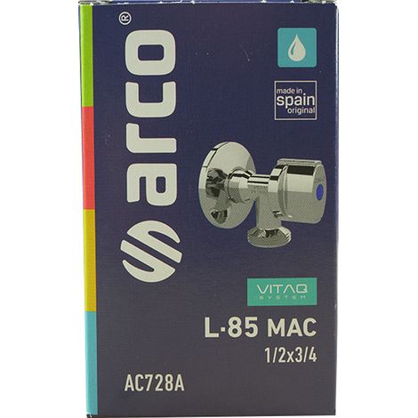 Arco – Robinet d'arrêt d'angle pour lave-linge – Mâle 1/2 pouce et femelle 3/4 pouce – Système anti-calcaire – Finition chromée haute qualité
