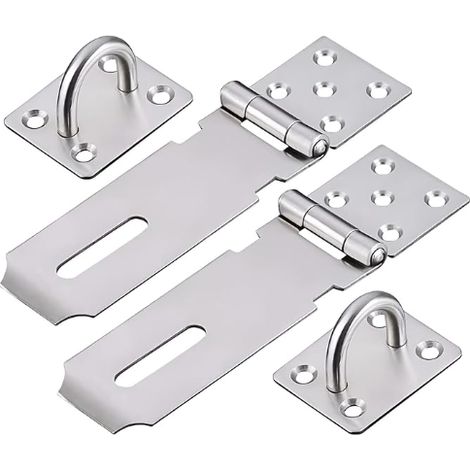 2 Pièces Loquet de Cadenas Agrafe,Porte Fermoir Verrou de Porte Moraillon De Verrou en Acier,Fermoir de Cadenas 4 Pouces Avec Des Vis Agrafe Moraillon Argent (1/5)