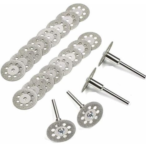 Diamond Cutting Disc, 20Pcs 22mm Diamond Mini Cutting Discs with 4Pcs Mandrels Shanks for Rotary Discs for Rotary Tools Glass Gems Cutting Discs, (1/5)