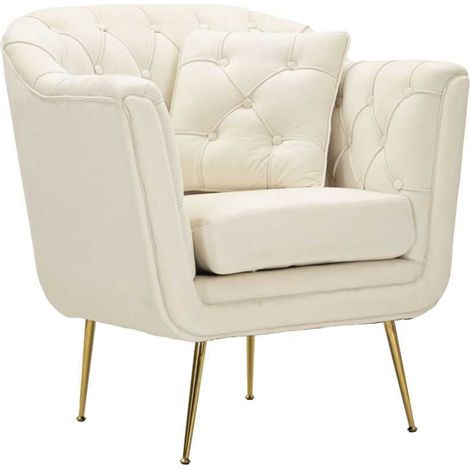 Fauteuil Budapest crème avec coussin design enveloppant (1/4)