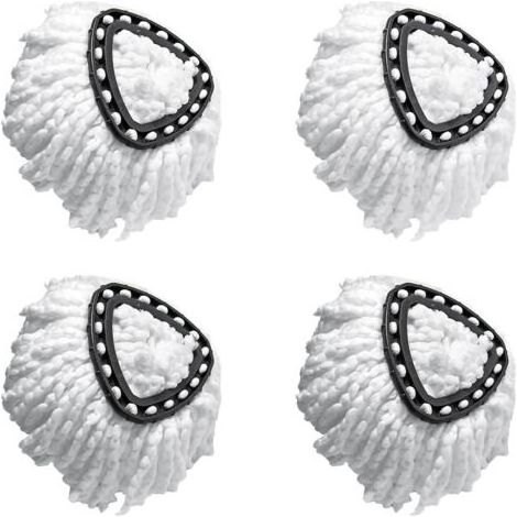 Lot de 4 têtes de vadrouille de rechange de qualité supérieure pour vadrouille magique rotative à 360°, compatible avec Vileda EasyWring et Clean Turbo Classic Tête de rechange 2 en 1 Turbo Mop, Blanc (1/4)