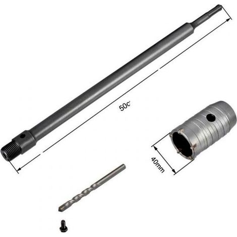 FRESA A TAZZA 40mm CAROTATRICE CON ASTA SDS PLUS 50cm CALCESTRUZZO CEMENTO (1/2)