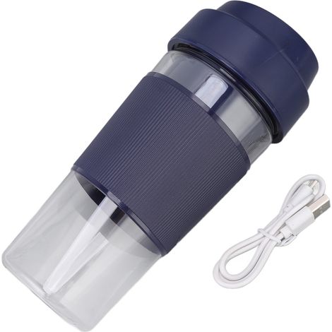 Mini presse-agrumes portable USB rechargeable, batterie lithium intégrée, jus maison, petit extracteur de jus bleu, lame 4 feuilles, idéal pour voyages et maison (1/5)