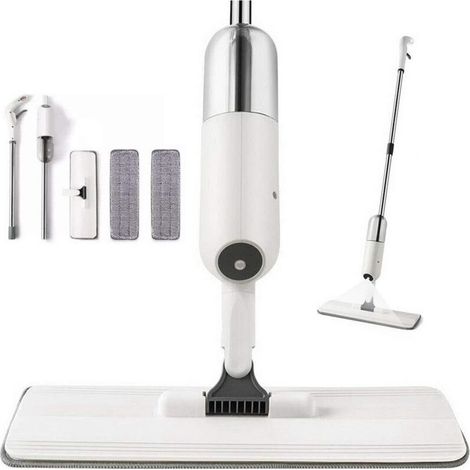 Balai Lave Sol avec Vaporisateur sans Fils. Microfibre. 2 Chiffons de Vadrouille. Réservoir 350ml (1/5)