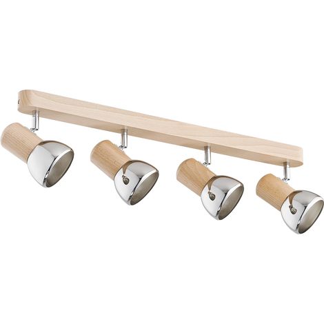 Spots plafond bois/chrome orientables 4xE27 15W Spiro (1/2)