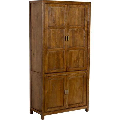 Armario de madera marrón 4 puertas 90x40x180h cm (1/5)