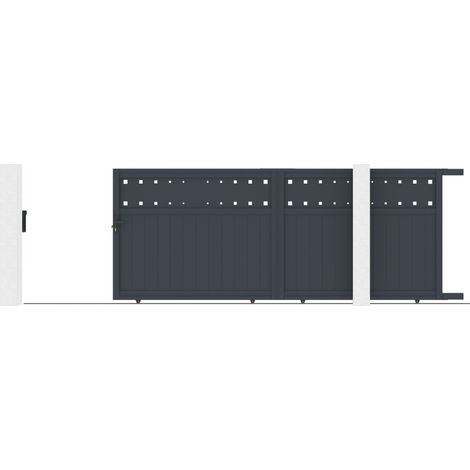 Portail coulissant aluminium 400x158 cm anthracite motorisable (1/5)