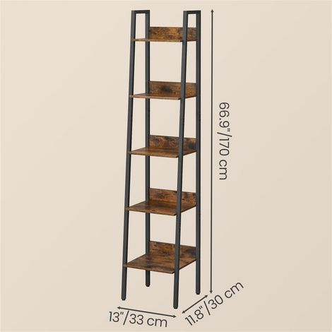 5-Tier Narrow Ladder Bookshelf, Freestanding Storage Display Shelf for Home Office Living Room