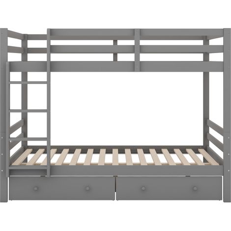 Kinder-Etagenbett 140 x 200 cm grau mit Schubladen, Leiter und hohen Absturzsicherungen (1/5)
