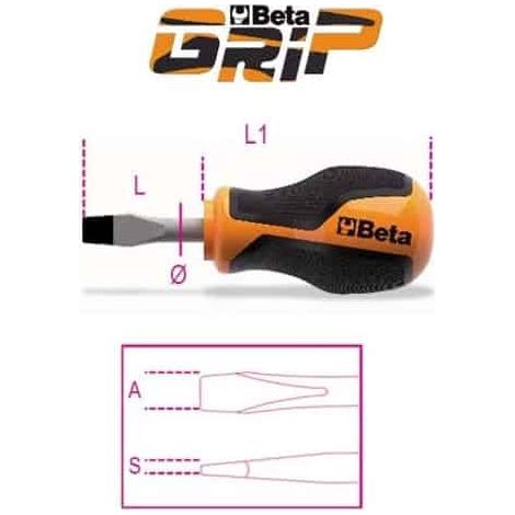 BETA Tournevis lame courte pour vis à fente BETAGRIP - 1260N - 30 mm - 4 - Plat
