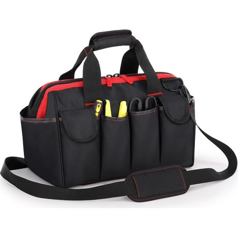 GARRYFIZH Sac à outils de 16 pouces étanche , Sac de transport robuste avec bandoulière réglable et grande ouverture , Organisateur pour artisans, ouvriers, électriciens , Outillage professionnel (1/5)