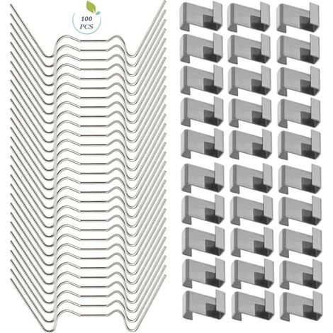 100 PCS Clips de serre pour verre, Clips de fenêtre de serre en acier inoxydable Accessoire pour serre(50 PCS 304 Clips de fil en acier inoxydable W, 50 PCS de chevauchement en acier inoxydable 301 Z) (1/4)